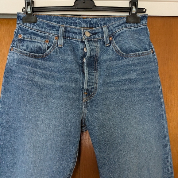 Women's Levis 501 jeans blue high waisted straight leg - Picture 7 of 11
